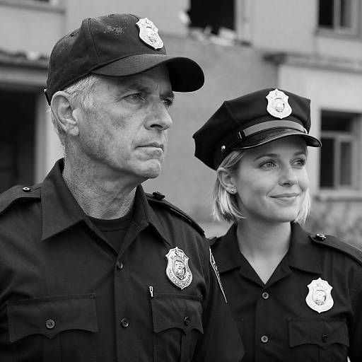 Dynamic Duo: Police Officers in B&W