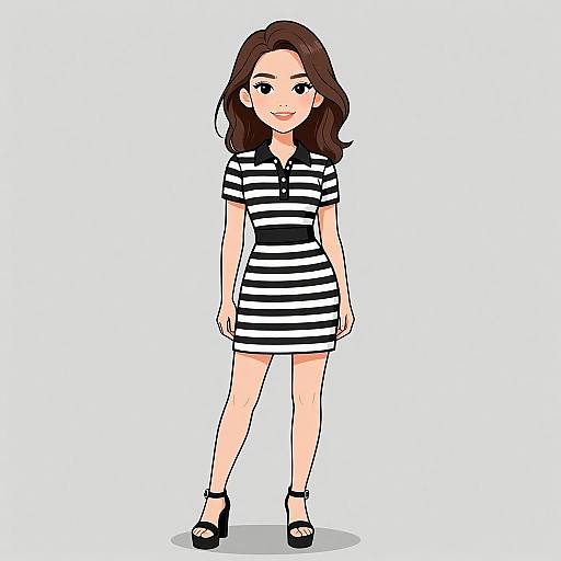 Smiling Woman in Striped Dress