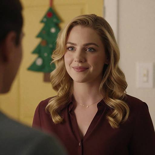 Smiling Blonde Woman in Warm Setting