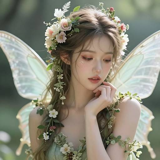 Ethereal Floral Nymph in Soft Light