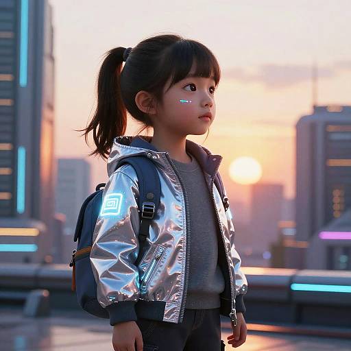 3D Cyberpunk Girl Exploring City