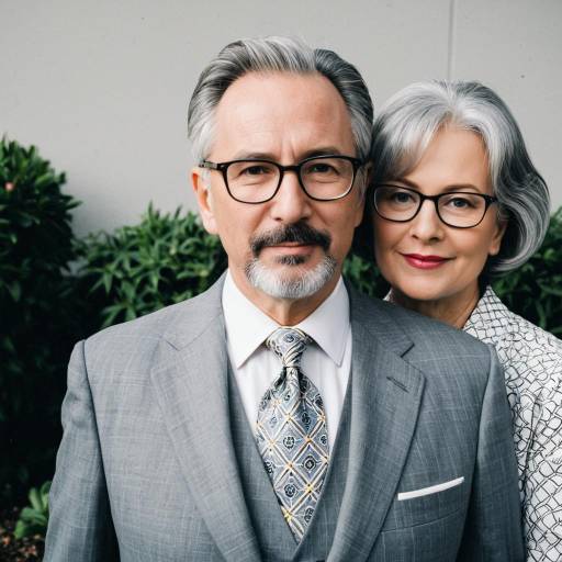 Middle-Aged Couple Wearing Glasses and Formal Attire