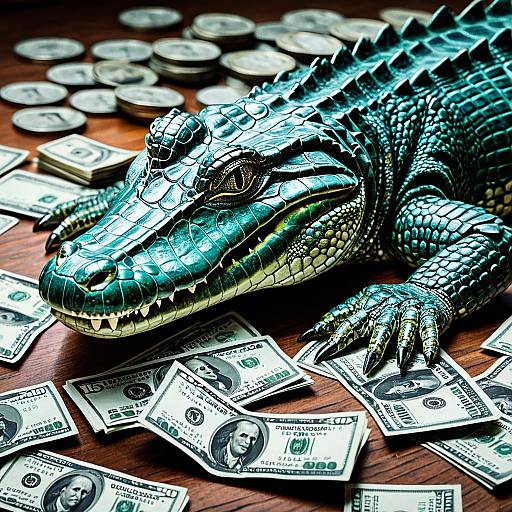 Teal Alligator with Money