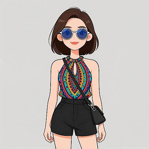 Smiling Woman in Vibrant Summer Outfit