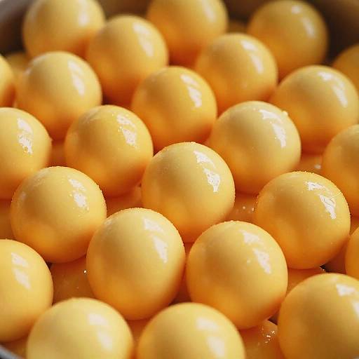 Glossy Yellow Orange Boiled Eggs Close-Up