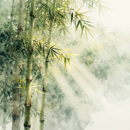 Minimalist Watercolor Bamboo Forest