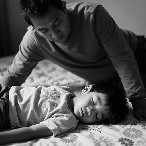 Tender Moment: Man and Sleeping Boy