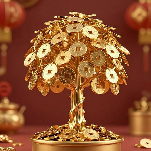 Golden Chinese Money Tree Fantasy Art