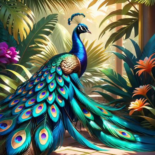 Elegant Peacock in Tropical Paradise Elegant Peacock in Tropical Paradise