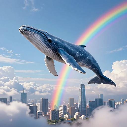Colossal Whale Soars Over Cityscape