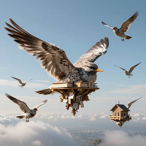 Dreamy Birds Building Floating Libraries