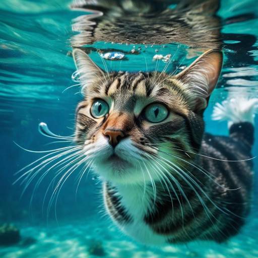 Underwater Tabby Cat Swimming