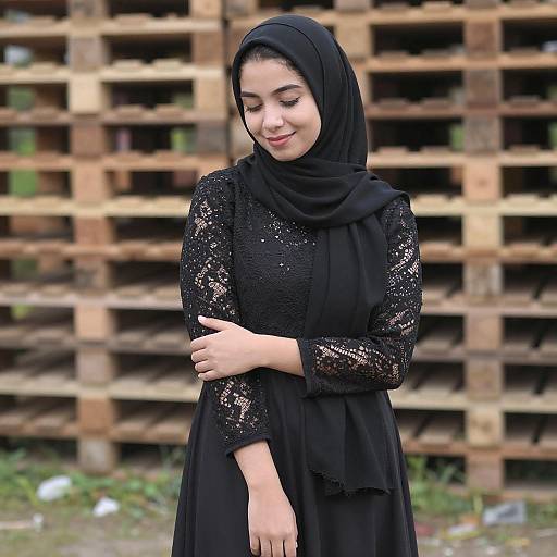 Portrait of Woman in Black Hijab