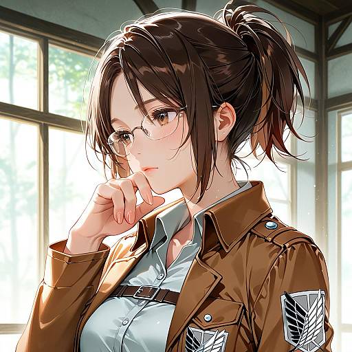 Illustration of Hange zoe, shingeki no kyojin in the style of Dsmile