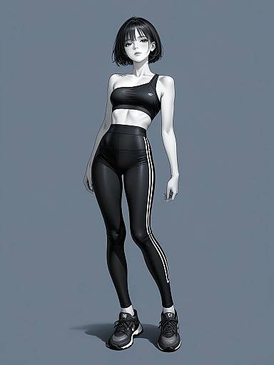 Sporty Woman in Monochrome Athletic Wear