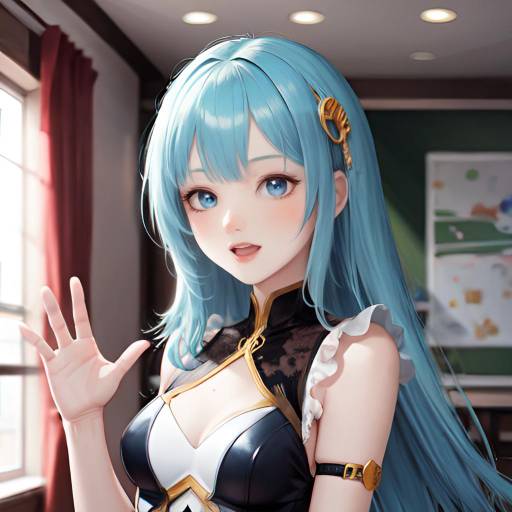 Anime Girl in Maid Outfit in Classroom
