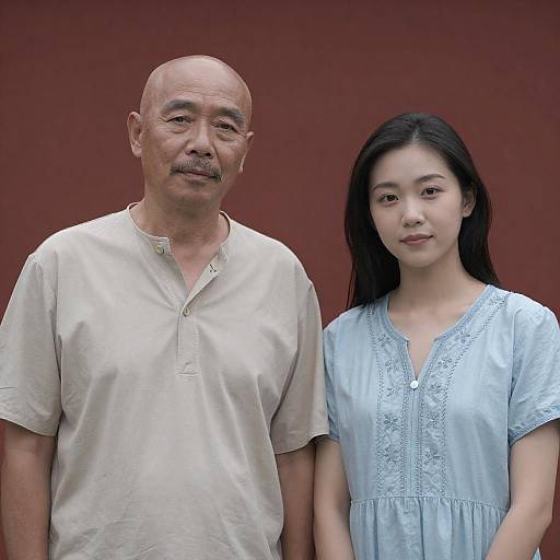 Portrait of Asian Man and Woman in Red