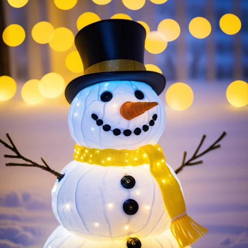 Illuminated Snowman with Yellow Scarf