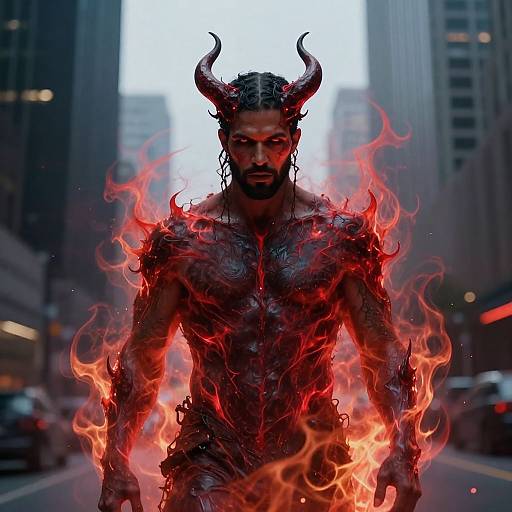 Ethereal Demonic Drake in Cityscape