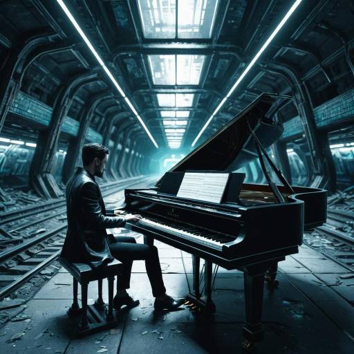 Cyberpunk Pianist in Abandoned Subway