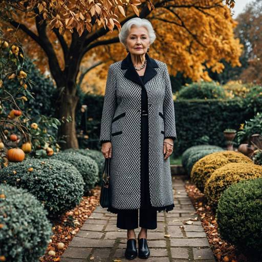 Elegant Elderly Woman in Autumn Garden