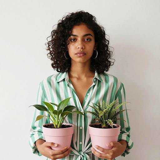 Portrait of Woman with Plants