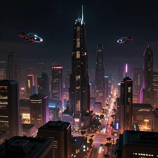 Cyberpunk Coruscant Neon Cityscape