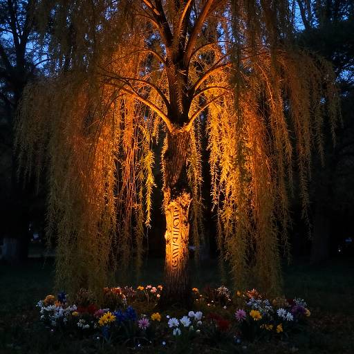 Radiant Amber Willow in Twilight Forest