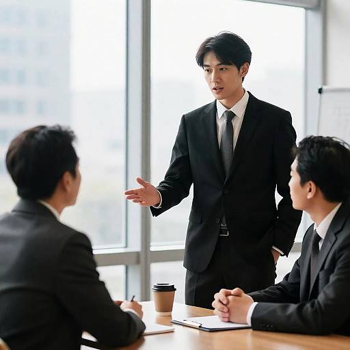 Dynamic Business Meeting with Cityscape