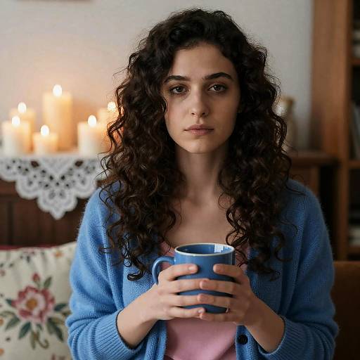 Somber Woman in Cozy Environment