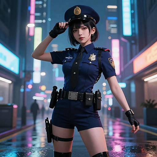 Cyberpunk Anime Police Girl