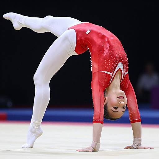 Confident Young Gymnast Handstand Pose