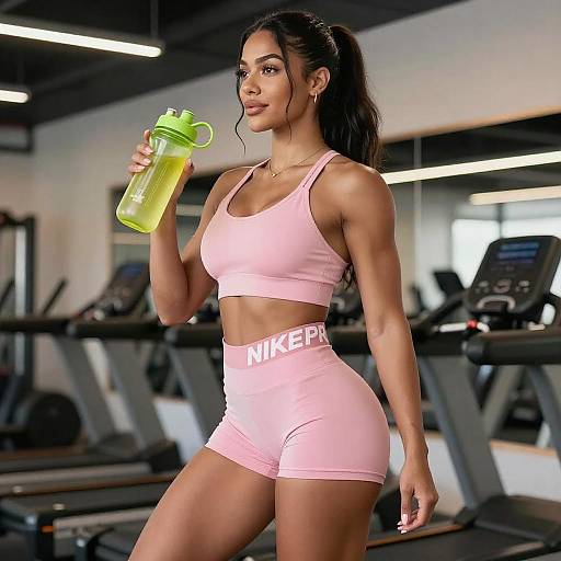 Fit Woman in Pink Sportswear Gym