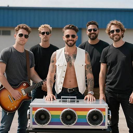 Group Photo with Colorful Camera Setup