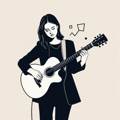 Minimalist Illustration of Woman Playing Guitar