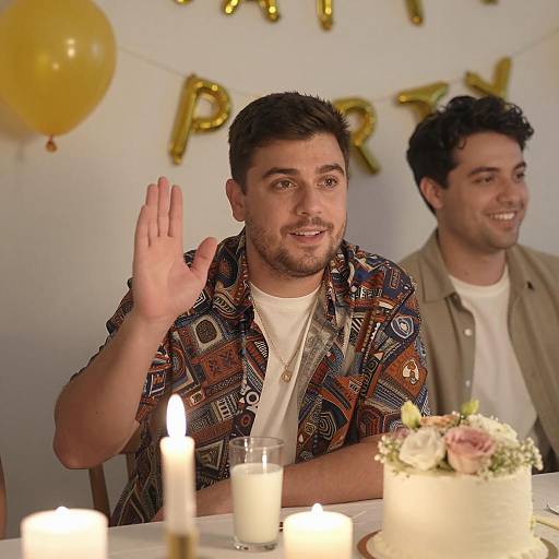 Celebration Scene with Dark-Haired Men