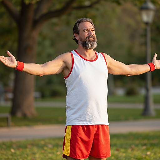 Confident Man Embracing Golden Hour