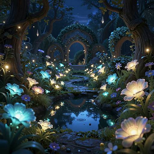 Enchanted Bioluminescent Garden