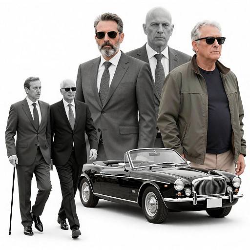 Collage of Mature Men with Vintage Convertible Car
