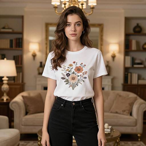 Young Woman in Elegant Living Room