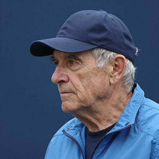 Elderly Man in Dark Blue Attire