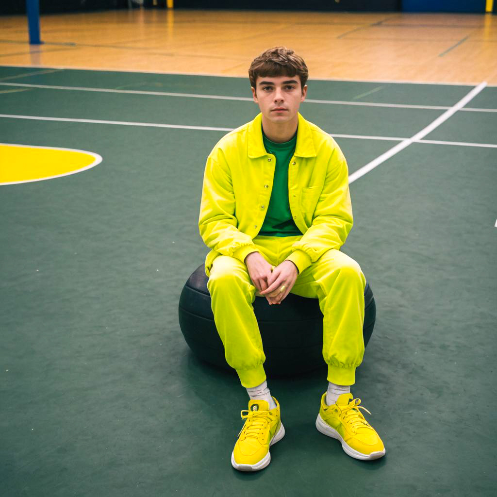 Teen Athlete in Neon Yellow Corduroy Pants