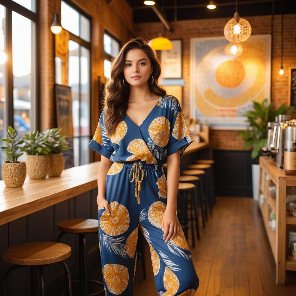 Trendy Teen in Slouchy Jumpsuits at Café