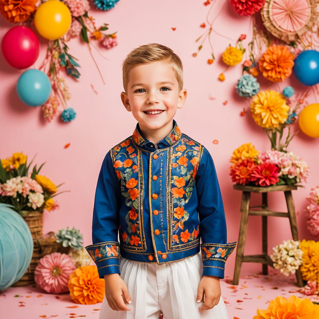 Cheerful Boy in Folklore Outfit Photo-Shoot