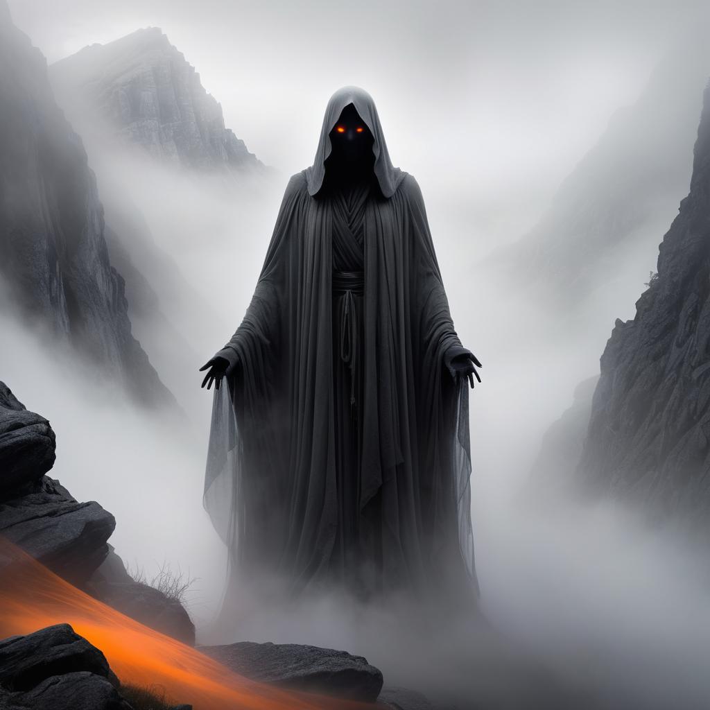 Eerie Wraith Haunting Misty Mountains