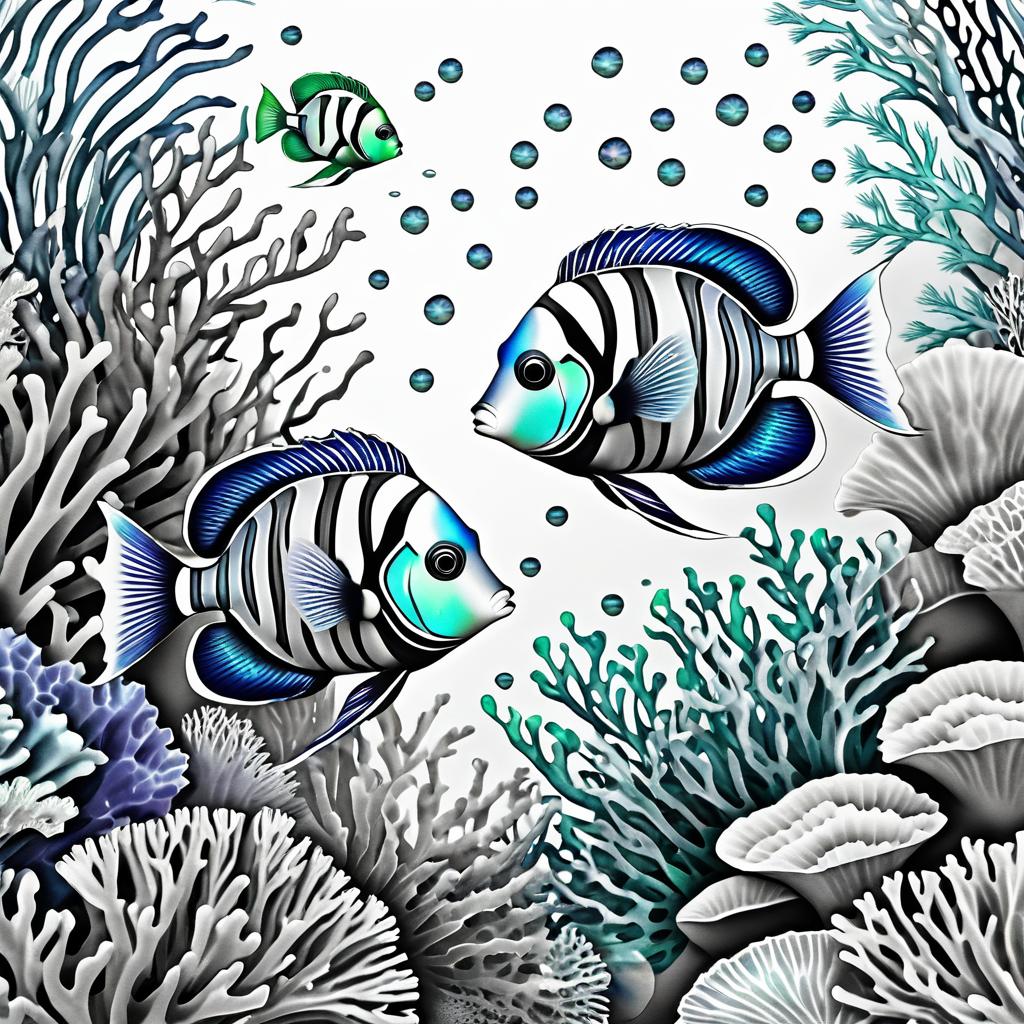 Watercolor Marine Life Coloring Page