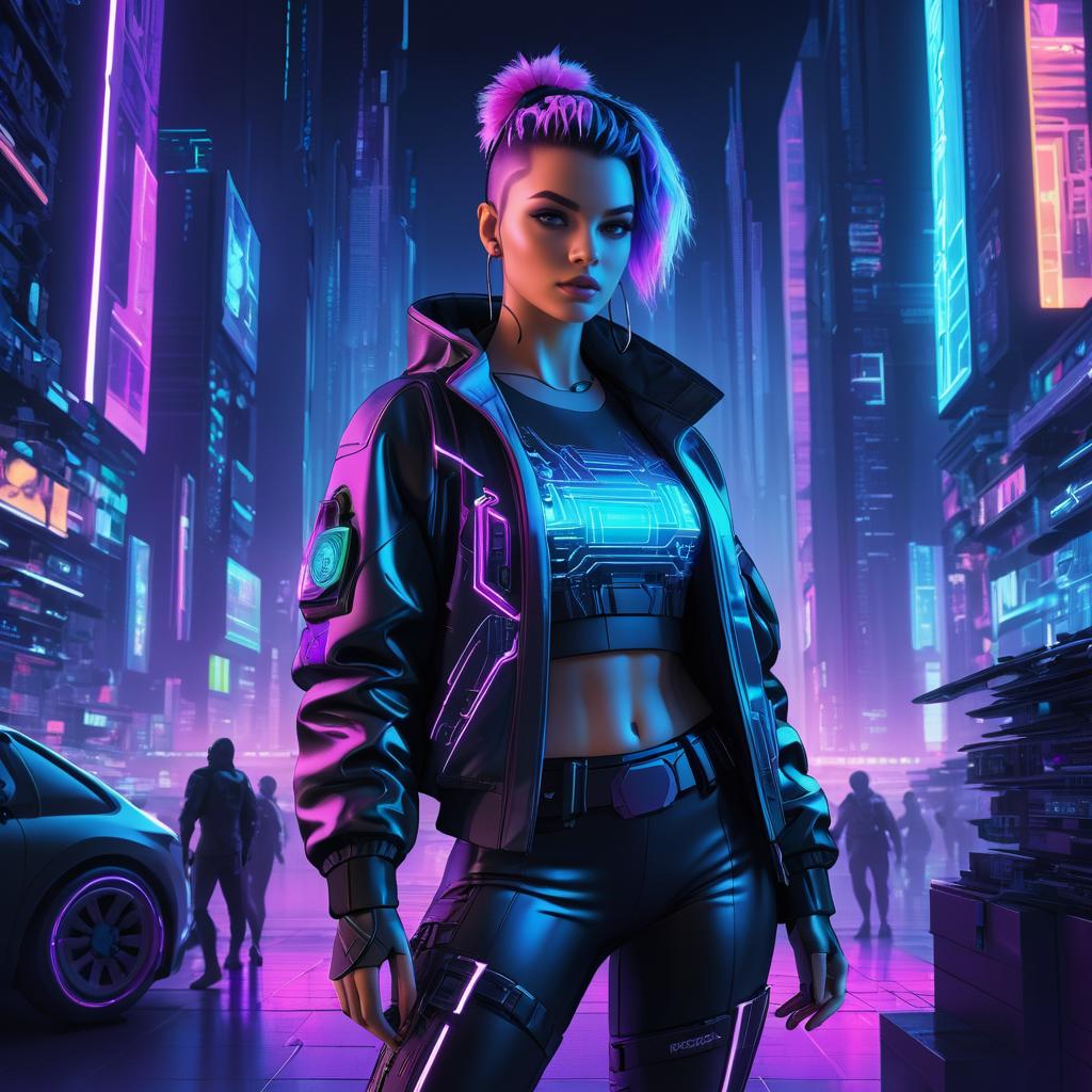 Cyberpunk Hacker Graphic Novel Cover Art