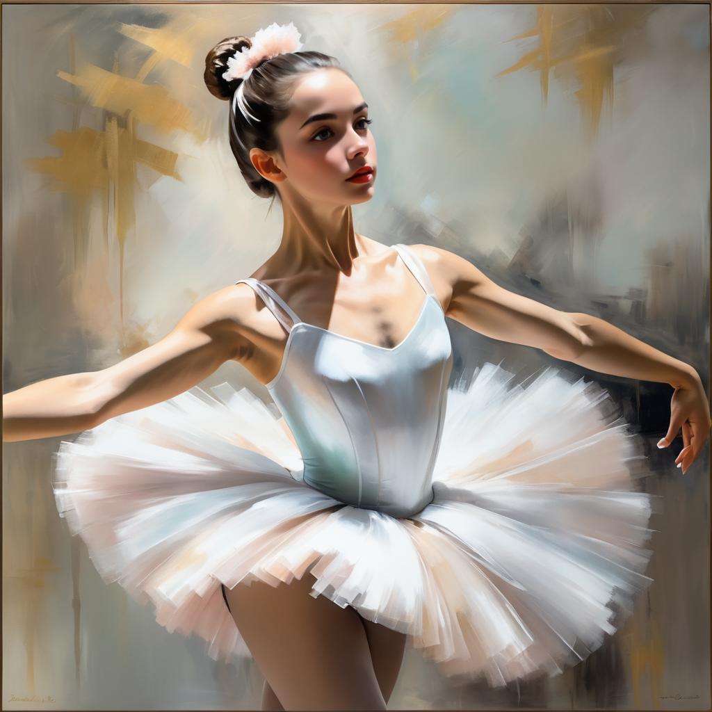 Elegant Ballerina Portrait in Degas Style