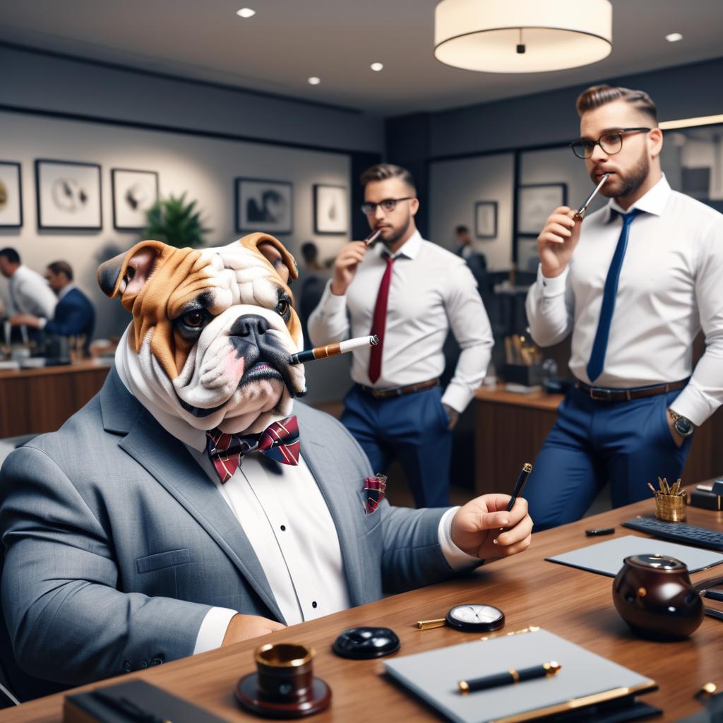 Chic Bulldog in Corporate Office Setting