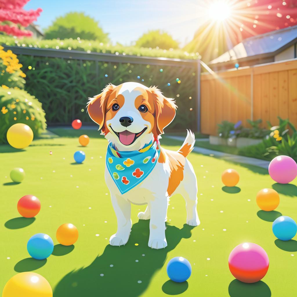 Playful Puppy in a Sunny Backyard